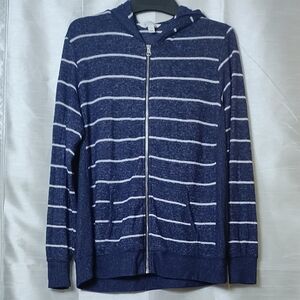 Market & Spruce Men's Blue and White Zip‎ Up Sweater Size XL
